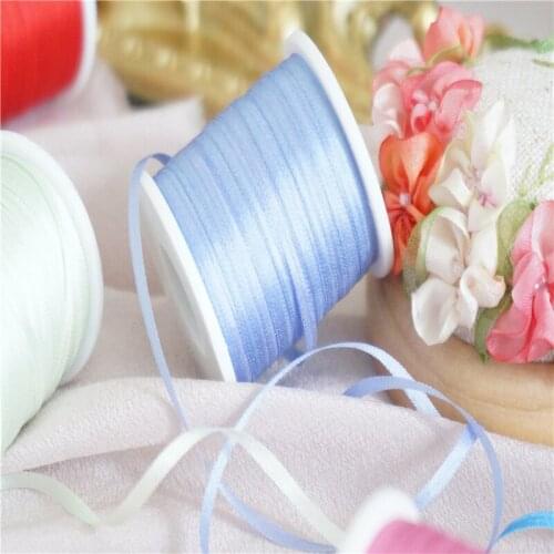 2mmX20mts solid colors of 100% pure silk embroidery ribbon thin taffeta high quality silk ribbon Anya Ribbon Handcraft
