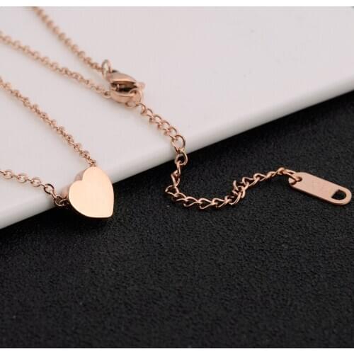 Heart necklace womens trend couple pendants rose gold chain necklace jewelry stainless steel fashion sweet cute necklace simple