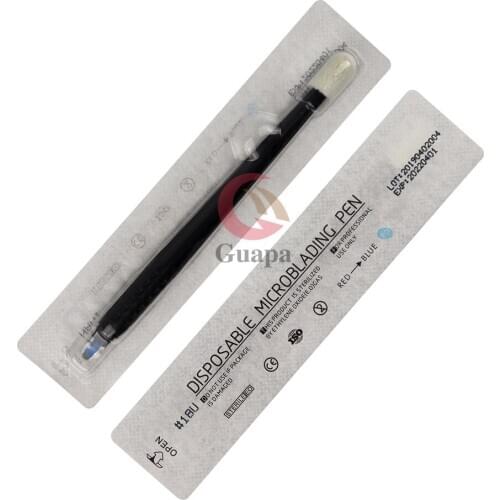 Sterile Disposable Microblading Pen Manual Tattoo Pen 0.16mm 18U Shape Eyebrow Permanent Makeup Pen for Semi PMU Tattoo Supplies