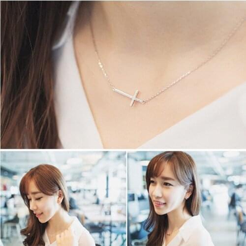 RYOUCUTE Fashion Silver Color Long Cross Necklaces for Women Girls Christmas Gift Statement Chain Necklace Kolye Collares