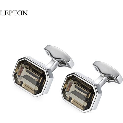 Low-key Luxury Glass Cufflinks for Men Jewelry Lepton High Quality Square Cufflink French Shirt Cuffs Cuff Links Relojes Gemelos