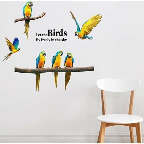Removable Flying Parrot Wall Sticker Modern Birds Animal Decal Art Home Kids Living Room Mural Art DIY Poster Wall Stickers