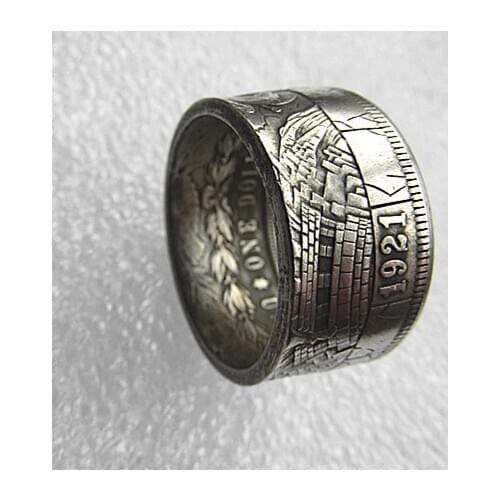 90% silver Hobo 1921 Morgan Silver Dollar Coin Ring Handmade In Sizes 8-16