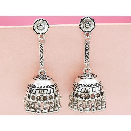 Earrings Dold and Color Ethnic Tribe Turkey Thailand Bird Cage Bell Earrings Suitable For Wedding Nepal Jewelry