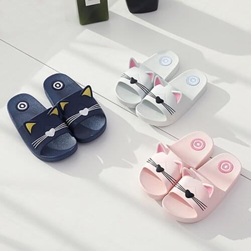 Children Slippers Baby Kids Girls Boys Home Funny Slippers Cute Cartoon Cat Non-Slip Floor Family Flip Flops Summer Beach Shoes