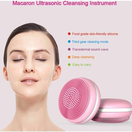 Silicone Face Cleaning Mini Ultrasonic Electric Massage Brush Cleansing Machine Waterproof Silicone Washing Tools