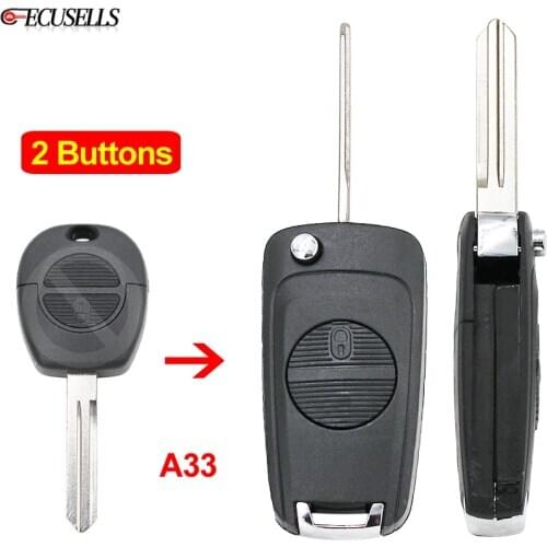 2 Button Folding Flip Key Shell Case Smart Key Housing A33 Blade for Nissan X-trail/Serena/Cargo/Micra/Almera/Terrano/Primera