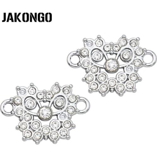 JAKONGO Silver Color Crystal Butterfly Connectors for Jewelry Making Bracelet Jewelry Findings DIY Accessories 20x14mm 5pcs/lot