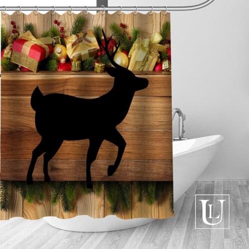 Custom wood and deer Bath Curtain Fabric Modern Shower Curtain bathroom beautiful Curtains Bath decor