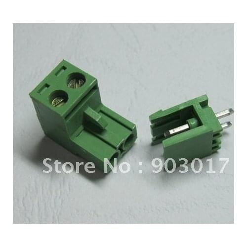 Green L Type 2pin/way 5.08mm Screw Terminal Block Connector 200 pcs per lot hot sale