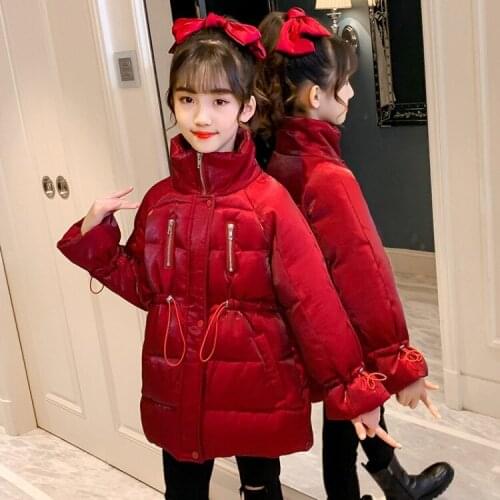 Girls' winter coat New Korean version of foreign style padded cotton jacket Long winter childrens down cotton-padded jacket