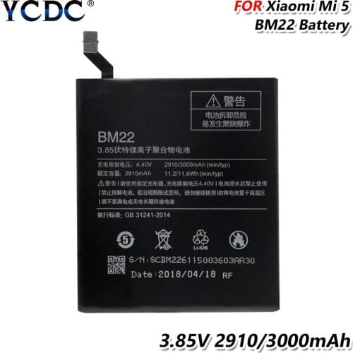 YCDC 1PC Rechargeable 3.85V 2910/3000mAh BM22 BM 22 Lithium Li-ion Rechargeable Battery For Xiaomi Mi 5 (Mi5)