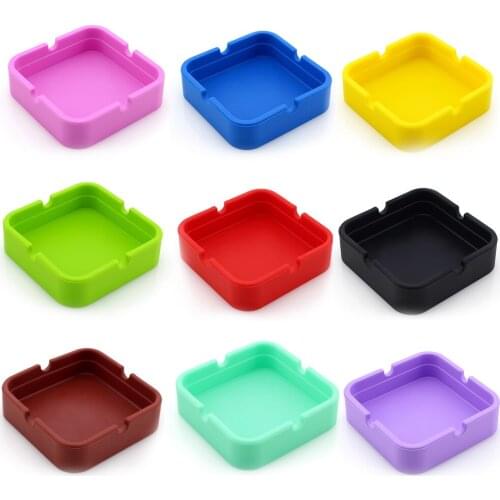 10Pcs Foldable Silicone Tobacco Ashtray Square Smoking Ash Tray Holder Soft Cenicero Herb Cigarette Weed Accessories Posacenere