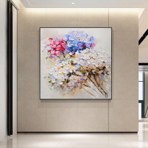 100% Hand-painted Color Flowers Oil Painting Wall Art Living Room Bedroom Decoration Abstract Mural Canvas Painting No Frame