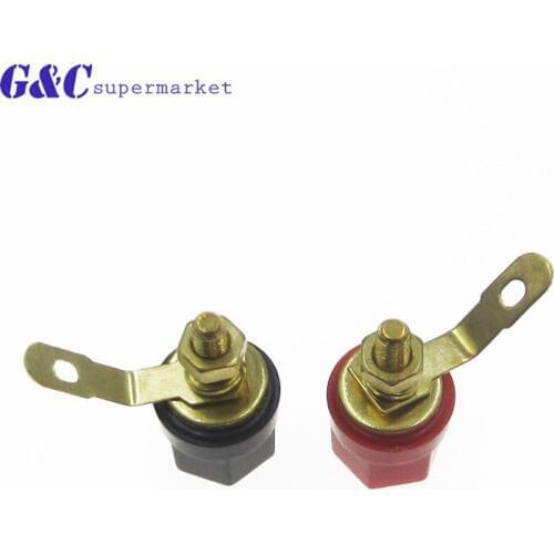 2pcs Banana Plugs Couple Terminals Dual 4mm Banana Plug Jack Socket Double hexagon Binding Post Red Black Connector Amplifier