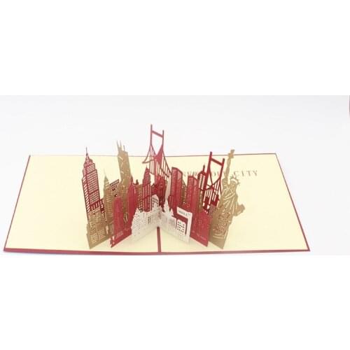 3D Laser Cut Handmade New York Scenery Silhouette Paper Invitation Greeting Cards PostCard Business Creative Gift Souvenir
