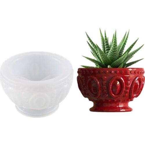 3D Silicone Molds for Epoxy Resin Flower Pot Concrete Cement Clay Mold Silicone Resin Round Bowl Mold Candle Soap Making Mould