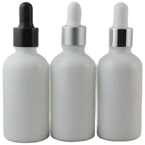 50ML10pcs/lot White Empty Cosmetic Essential Oil Bottle,DIY Glass Liquid Dropper Bottle,Round Cosmetic Liquid Refillable Package