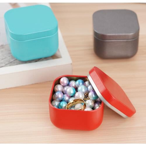 6Pcs Small Square Metal Jars Sealed Coffee Tea Canister Dry Storage Candy Food Box Organizer Case DIY Wax Candle Craft Container