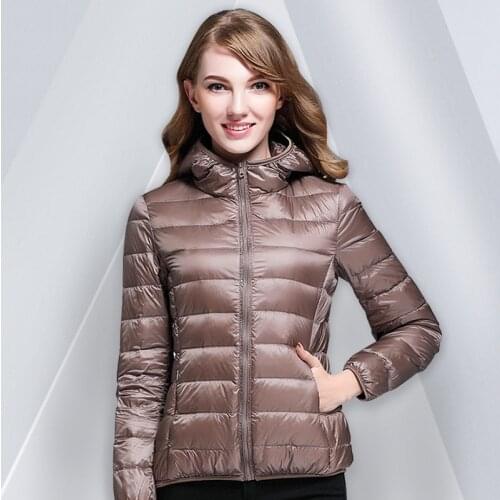 90% white duck down winter hoody jackets ultra-light women down coats long sleeve warm slim portable thin female outwear 6 color