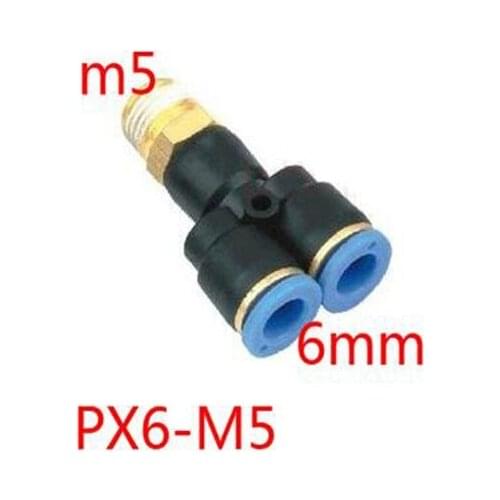 Free Shipping 2Pcs PX6-M5 Y tee pneumatic tube fitting 4mm M5 thread three joint