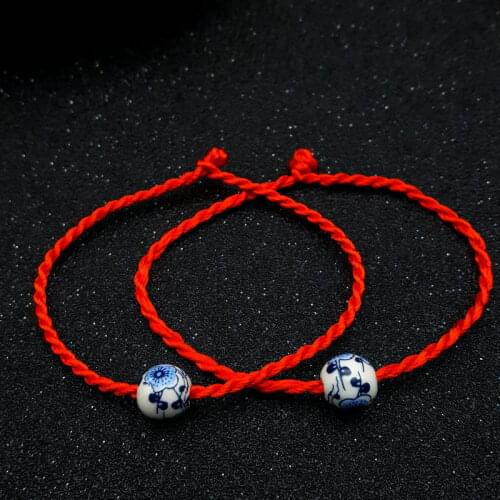 Charm Ceramics Beads Red Thread Bracelets For Girls Women Vintage Simple Handmade Braided Cuffs Jewelry Bff Bracelets Wholesale