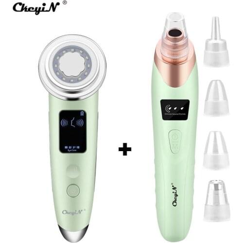 CkeyiN Multi Functional Beauty Devices RF EMS Beauty Instrument + Electric Blackhead Remover + Nano Facial Steamer Mist Sprayer