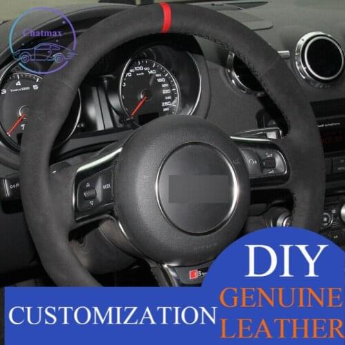 For Audi TT 2008-2013 Black Suede Hand-stitched Car Steering Wheel Cover Anti-slip fit all season comfortable touch design