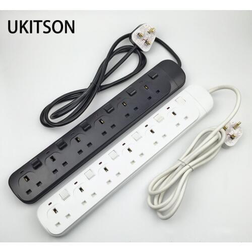 13A 230V UK Plug Electric Extension Sockets White Black Color Power Strip Electrical Adapter With Switch For HK SA Singapore