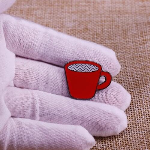 Twin peak cup enamel pin David Lynch movie fans jewelry