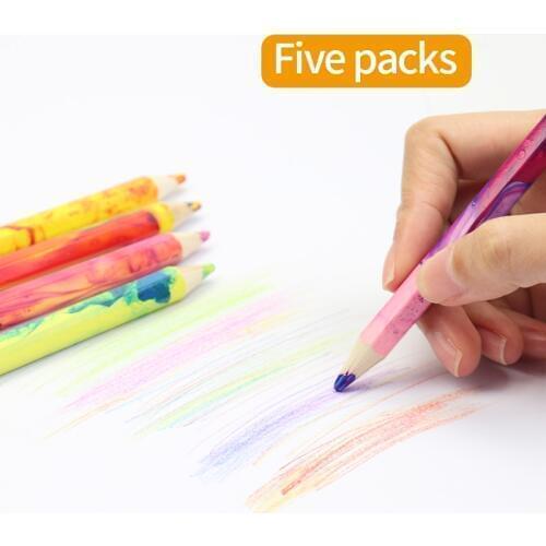 DEDEDEPRAISE Art 4colors-in-1-colored-pencil Thick Lead Color Pencil 5 Colors Painting Drawing For Write Lapis De Cor Supplies
