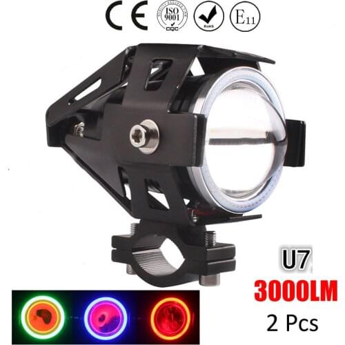 Huiermeimi 2PCS 125W Motorcycle Headlight Motorbike spotlight 3000LM Motos U5 U7 LED Driving Fog Spot Head Light auxiliary Lamp
