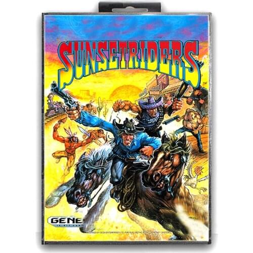 Sunset Riders with Box for 16 bit Sega MD Game Card for Mega Drive for Genesis Video Console