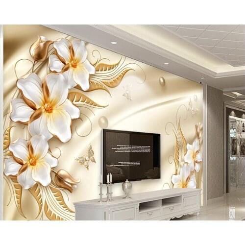 Beibehang Customized wallpaper luxury gold rose European style 3d TV background wall living room bedroom background 3d wallpaper