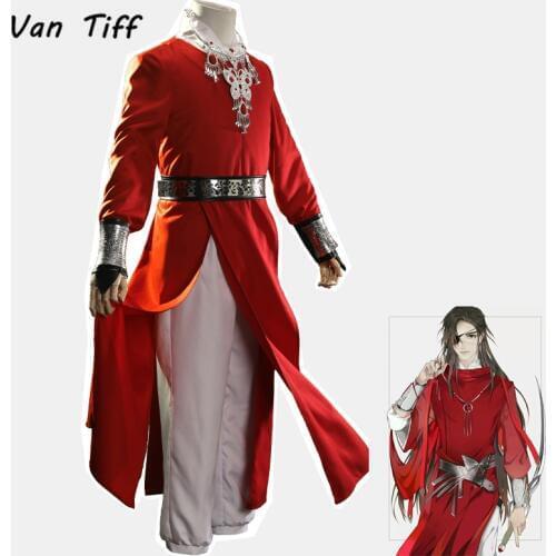 Anime Tian Guan Ci Fu Cosplay Xie Lian Costume Han Fu Hua Cheng Kimono Xielian Bamboo Hat Props Set White Red Outfits Disfraz