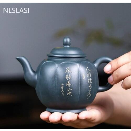 Chinese Yixing Boutique Tea Pot Handmade Purple Clay Teapot Raw Ore Dark Green Mud Beauty Kettle Tea Ceremony Customized Gifts
