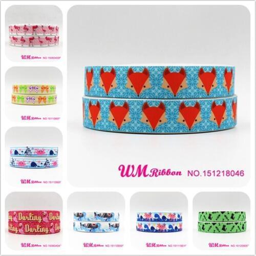 Q&N ribbon 7/8inch 22mm fox webbing printed grosgrain ribbon 50yards/roll for headband hair tie free shipping