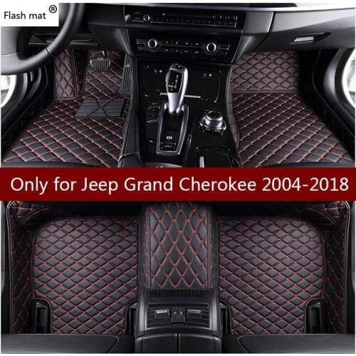 Flash mat leather car floor mats for Jeep Grand Cherokee 2007-2015 2016 2017 2018 Custom foot Pads automobile carpet car covers