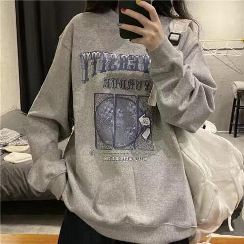 Cool Oversized Hoodie Women Print Best Harajuku Womens Top Clothes Streetwear Loose Casual Pullover Crew Neck Korean Version