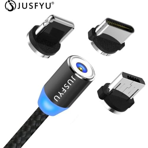 1M 2M Fast Magnetic Charge Cable , Micro USB Cable For iPhone XR XS Max X Magnet Charger USB Type C Cable LED Charging Wire Cord