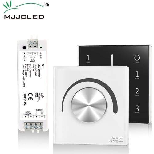 MJJC EU Wall Dimmer 12V DC 24V 36V 5V Touch Panel Screen Dimmer Smart Switch Dimmable 2.4G RF Remote for Single Color LED Strip