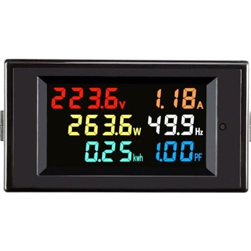 6IN1 AC monitor 110V 220V 380V 100A Voltage Current Power Factor Active KWH Electric energy Frequency meter Digital LCD VOLT AMP
