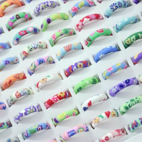 300Pcs Lovely Cartoon Flowers Soft glue Ring For Women Girls Soft Rubber Jewelry Environmental Protection Free Shipping LR4064