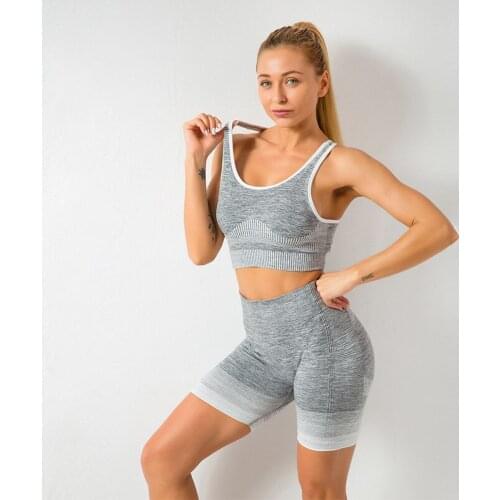 2020 New Seamless Yoga Set Fitness Clothing Sportswear High Waist Women Gym Shorts Tights Padded Push-up Sports Bra Sports Sets