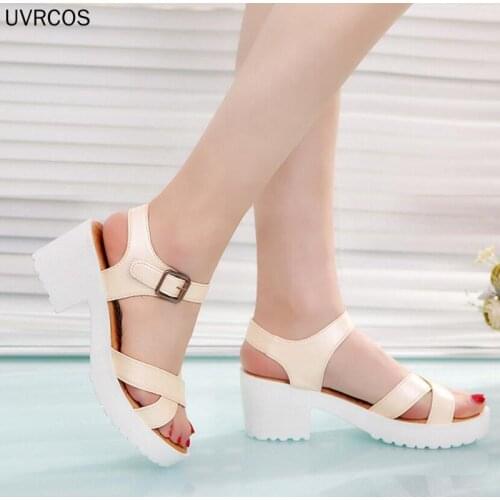 2021 New Fashion European and American Large Size Sandals Thick Heel High Heel Platform Platform Platform Sandals for Ladies