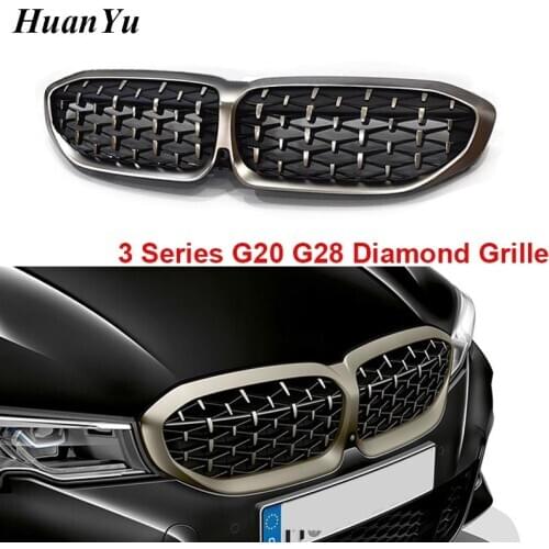 New G20 G28 Diamond Grille for BMW 3 Series Front Mesh Kidney Grills Front Bumper Replacement Grille 2019 2020