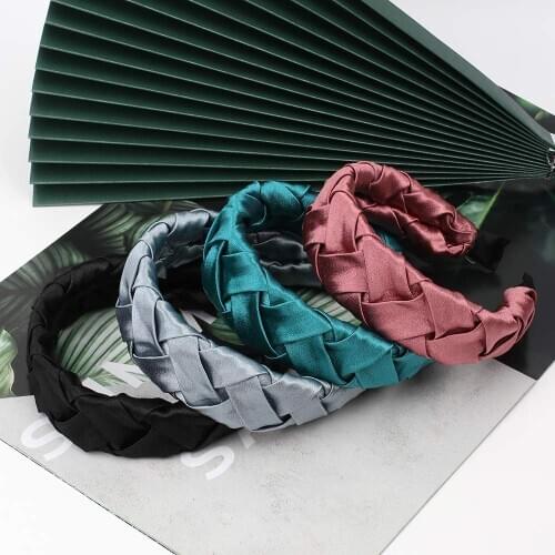 Hair Accessories Ponytail Holder Women Hairband Fashion Lady Hair Hoop Solid Color Satin Cross Headband Headwear