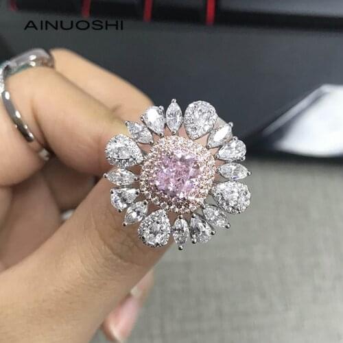 AINUOSHI 14K/18K White & Rose Gold Two-Tone Double Halo Engagement Rings 5.5x6mm 1.0ct Square AINUOSHI Stone for Women Wedding