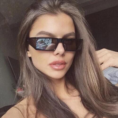 Vintage Small Mirror Sunglasses Women Goggles Flat Top Square Sun Glasses Female Fashion Clear Silver Eyewear Gafas de sol