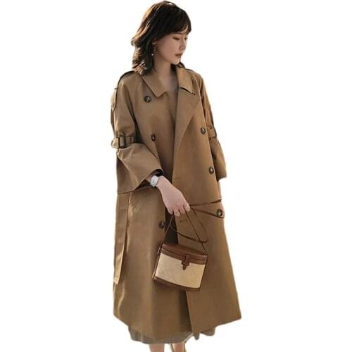 Autumn Double-breasted Trench Coat Women 2020 Spring High Grade Windbreakers Womens Plus Size Loose Trench Coats Female Overcoat